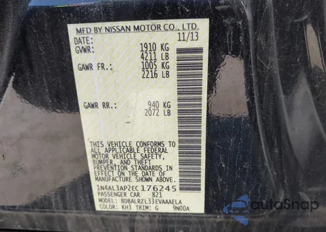 2014 Nissan Altima 2.5 S from USA, damaged, VIN 1N4AL3AP2EC176245